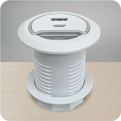 快充圓孔蓋插座（白）