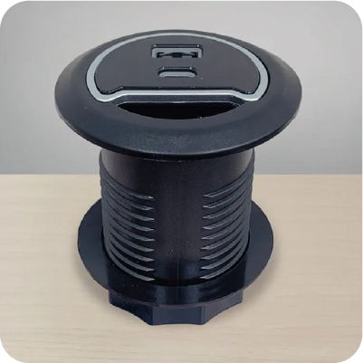 快充圓孔蓋插座（黑）