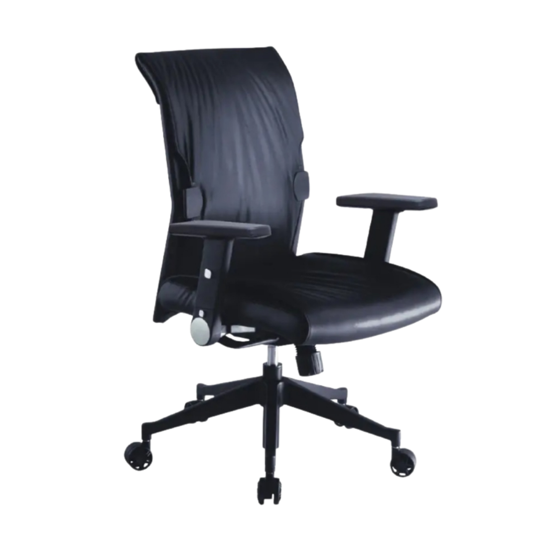 電腦椅推薦中型黑皮辦公椅