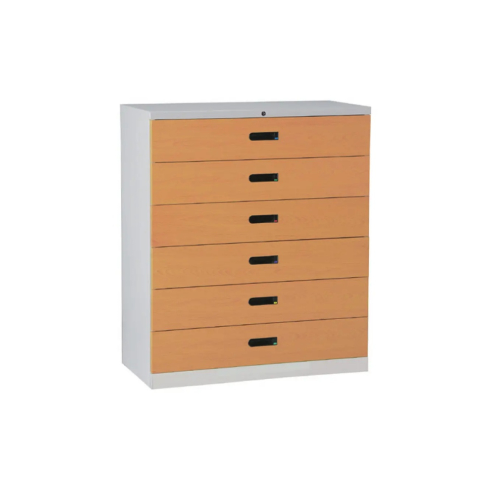 六層式小抽屜鋼製公文櫃(熱烤轉印木紋)