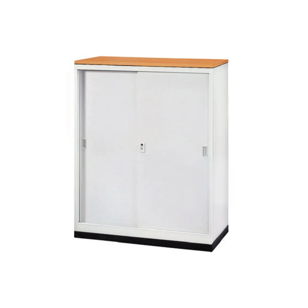 3尺鐵拉門隔間櫃(木紋面板)