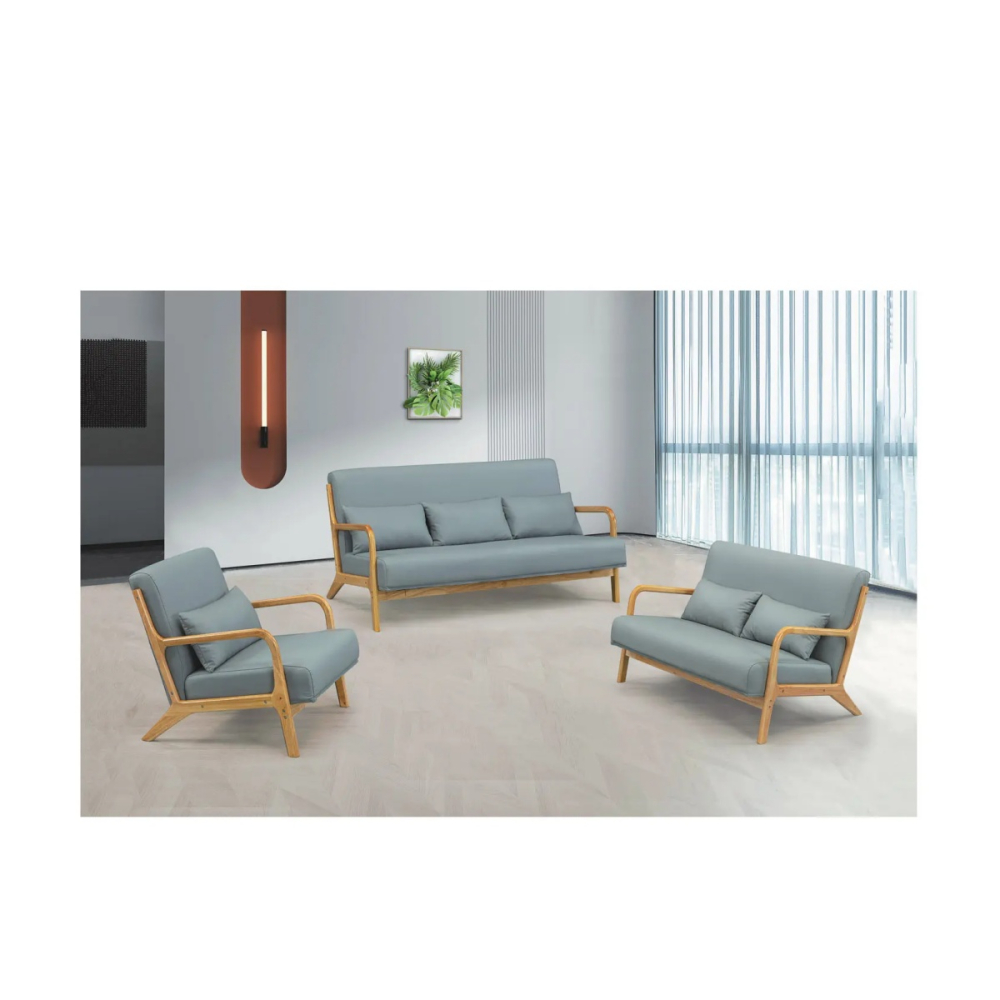 羅曼實木灰皮沙發