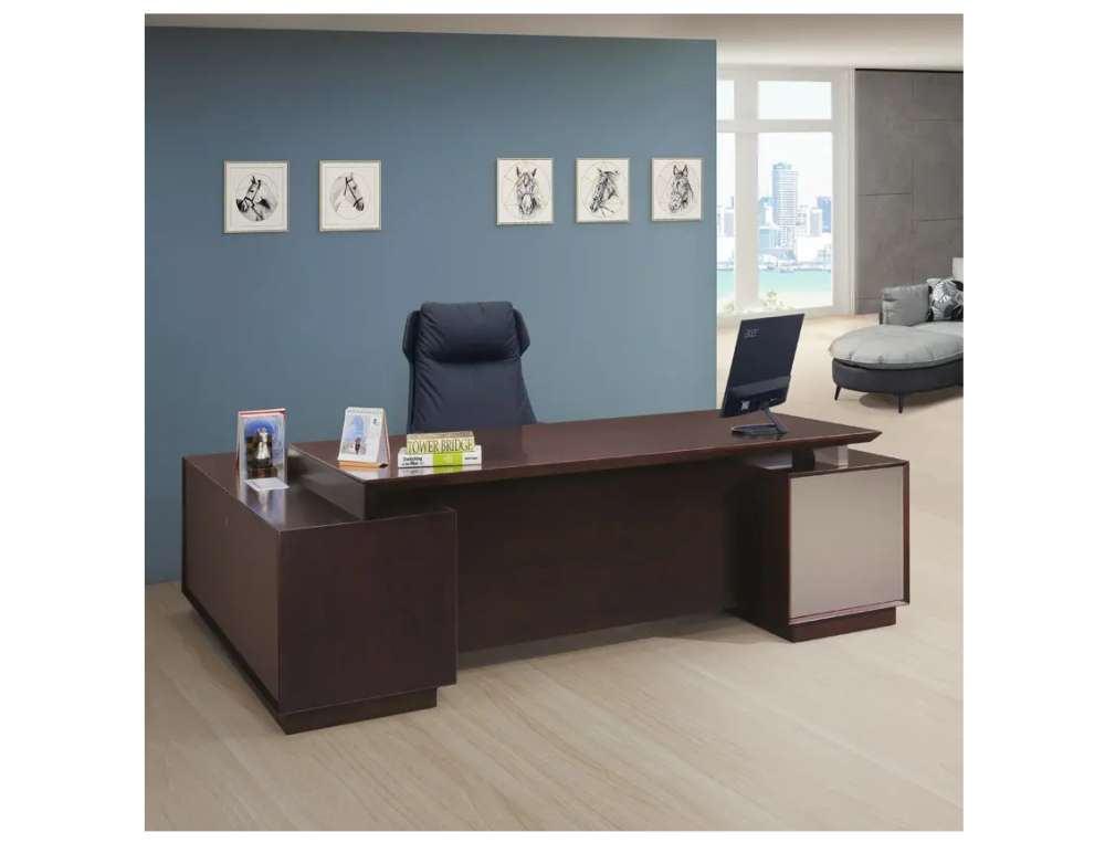 7.8尺墨斯特全木皮雙色主管桌