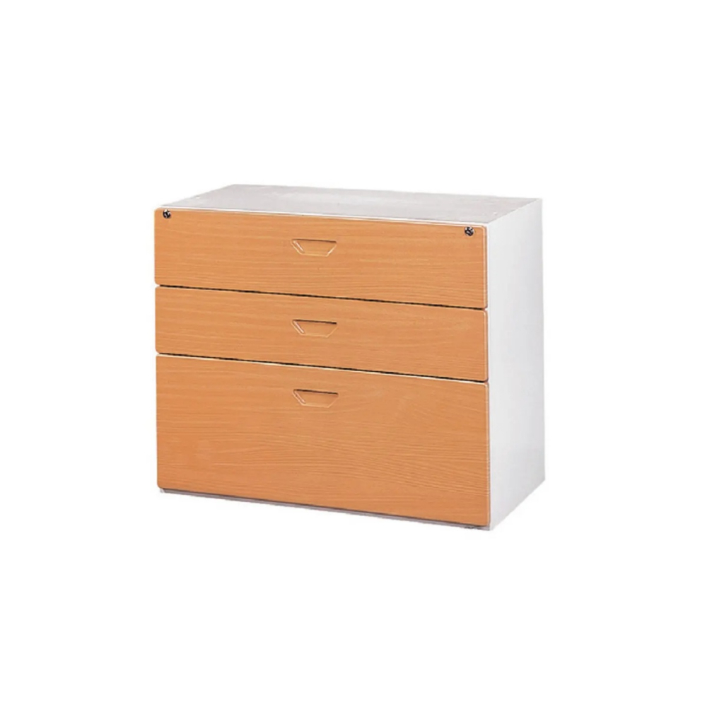 鋼木抽屜兩小一大三層式